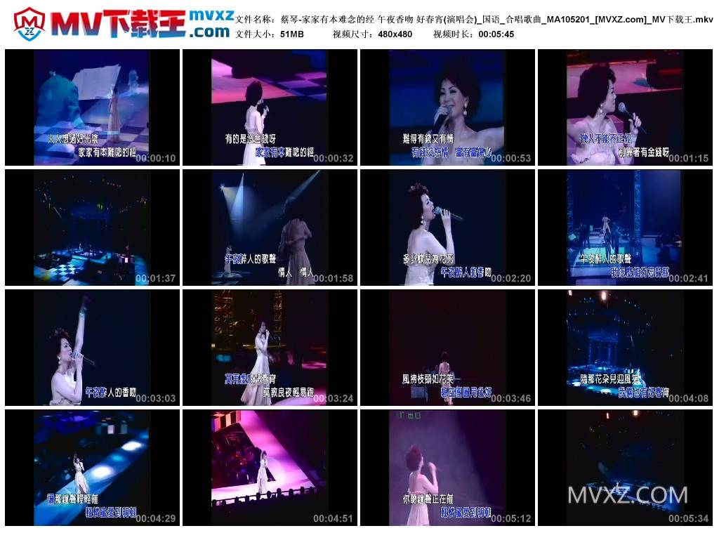 蔡琴-家家有本难念的经 午夜香吻 好春宵(演唱会)_国语_合唱歌曲_MA105201